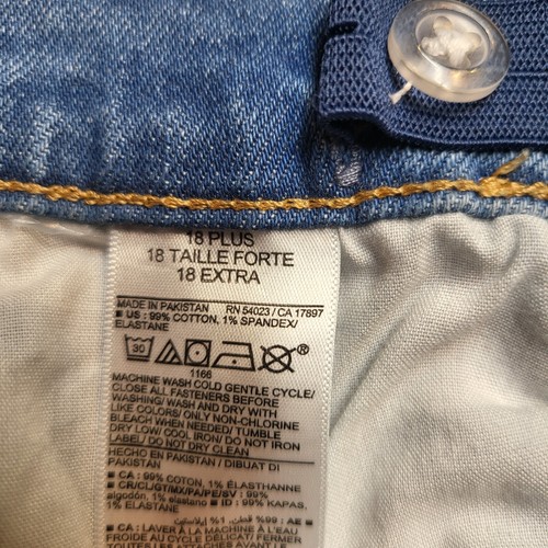 Old Navy Jeans Girls 18 Blue OG Straight Leg Button Fly Distressed Denim Stretch - Picture 5 of 11