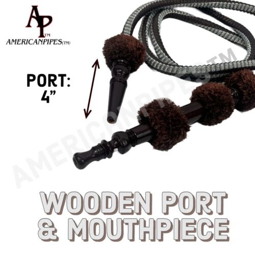 72 Inches Long Egyptian Style Hookah Hose With A Large Wooden Handle & Grommet - Picture 2 of 2