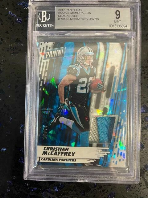 Christian McCaffrey Panini Kickoff Rookie Memorabilia #RC5 Cracked Ice