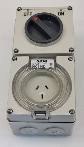 Clipsal 56C310D Switched Socket Outlet 1 Phase 3 Pin 2 Pole 10A 250V IP66 50Hz - Picture 3 of 6