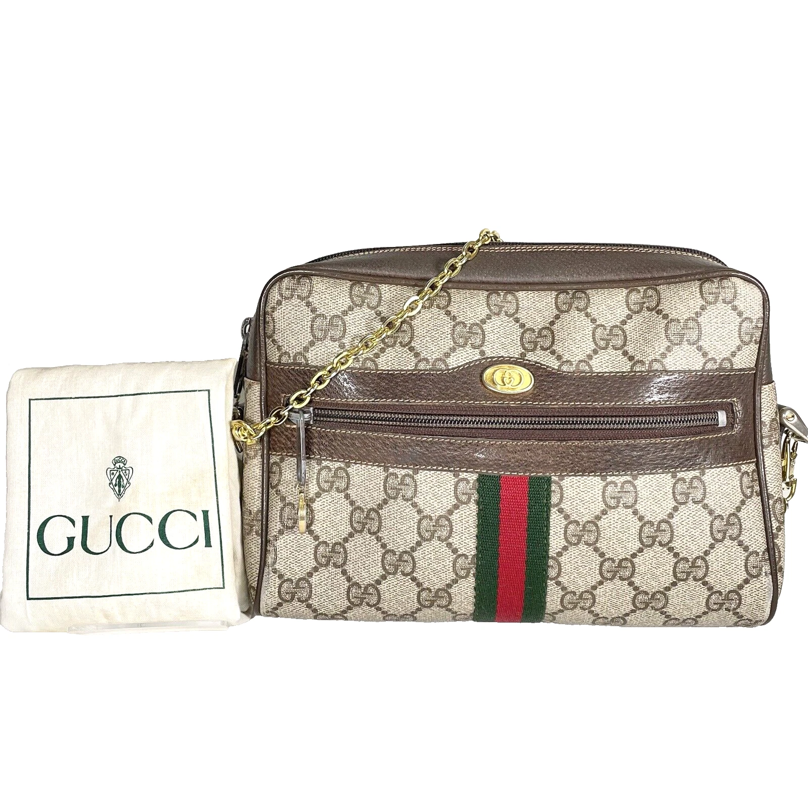 Sac à main bandoulière vintage Gucci Sherry Line PVC cuir suprême