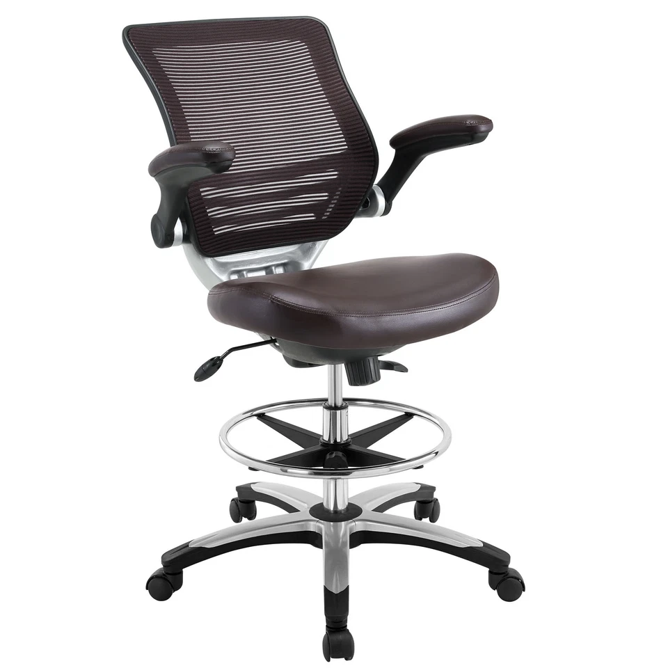 Modway Ergonomic Adjustable Swivel Mesh Tall Office Desk Drafting Chair in Brown - Image 2 of 4