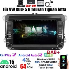 4+64GB DAB+ Android 15 Autoradio Carplay GPS Für VW Golf 5 6 Touran Tiguan Polo