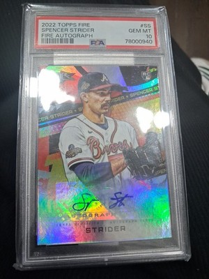 2022 Topps Fire #FA-SS Spencer Strider Autograph PSA 10
