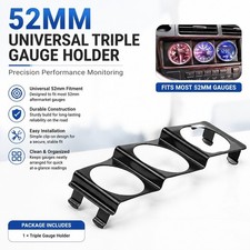Universal 52mm Triple Gauge Pod Holder Car Dashboard Meter Mount Bracket Black