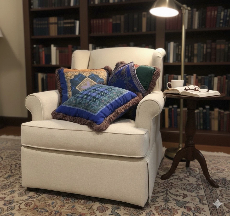 Set Of 3 Versace Atelier Bohemian Style Large Colorful Throw Pillow with Fringe - Image 3 of 3