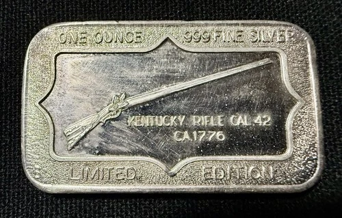 Kentucky Rifle Cal 42 CA. 1776 Silver Bullion 1 Ounce -  Gun enthusiast