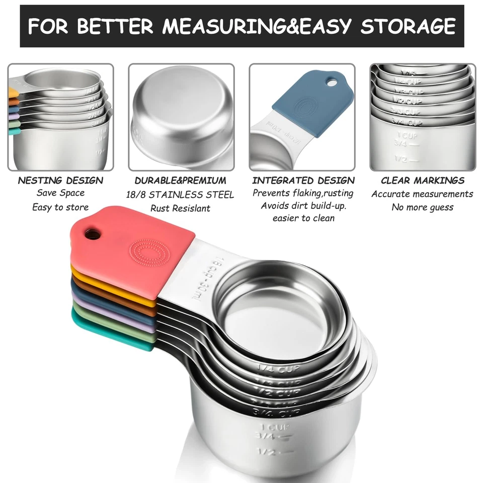 Magnetic Measuring Cups and Spoons Set of 16 Including 7 Stainless Steel Stac... - Image 2 of 4