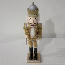 NEW-Gold  Silver CHRISTMAS Nutcracker 15" SEQUINS, GLITTER  FUR Table Top