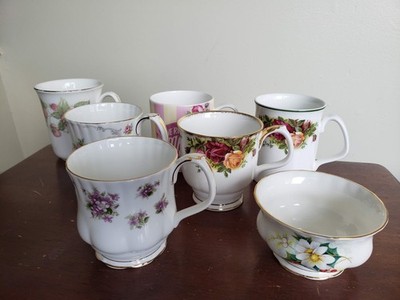 Royal Albert Grab Bag Fine Bone China Tea/Coffee Mugs, Cups And Open Suger Bowl