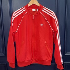 Adidas Originals Red Firebird Track Jacket Med Trefoil 3-Stripe Full Zip Retro