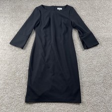 Calvin Klein Dress Womens 10 Black Bell Sleeve Boat Neck Sheath Knee Length