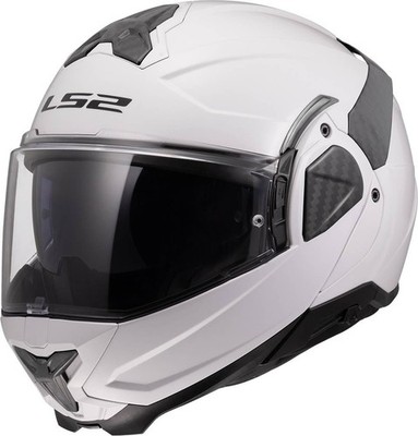 LS2 Adult's Advant II Modular Motorcycle Helmet w/ Sunshield Gloss White Size S