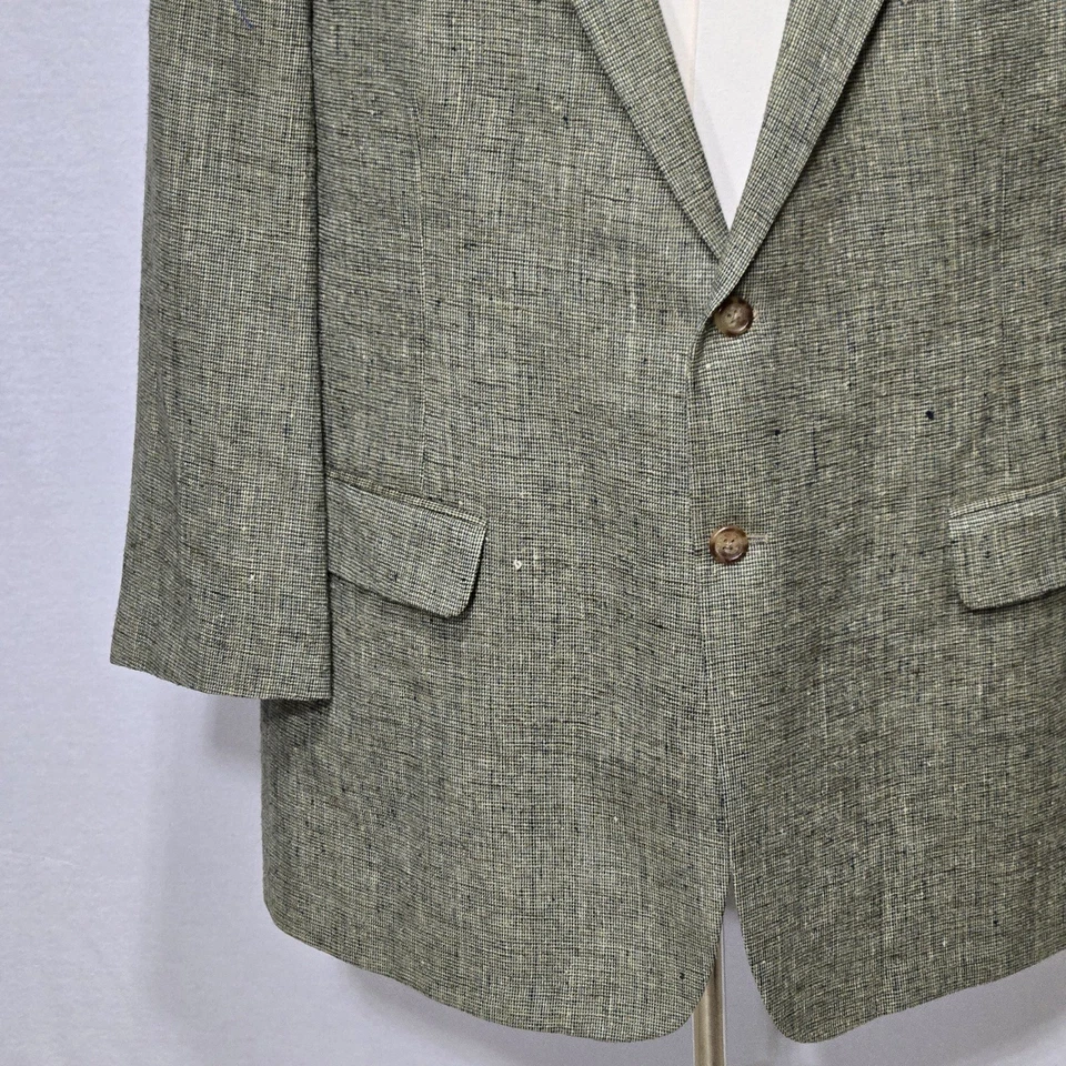 Blazer Orvis Para Hombre Grande Gris Texturizado Mezcla de Lino Abrigo Deportivo Dos Botones Clásico Foto 4 de 4