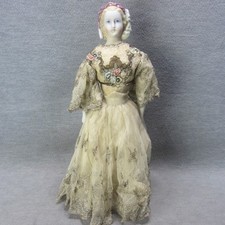 Antique Bisque Doll VIDEO French Empress Eugenia Shoulder Head Hair Snood
