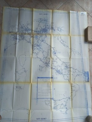 Vintage Unique NATO ITALY STATE OPERATED RAILWAYS RAIL NETWORK MAP BLUEPRINT