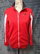 Youth size Large Under Armour Loose Fit Red Athletic Track Jacket Full Zip