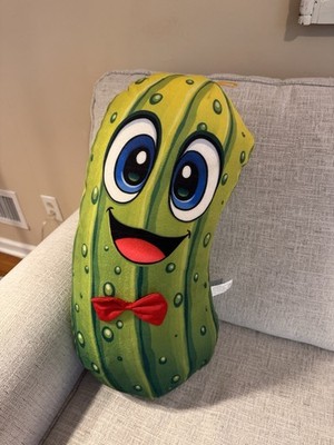 Jumbo Pickle Plush Pillow 25  Funny Face Bow Tie Classic Toy Co Stuffed 