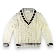 Toddler Varsity Sweater Vintage Roy Togs V Neck Cable knit Pullover Acrylic