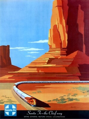 GM Santa Fe Chief poster by Ben Hill ca. 1950 5 x 7 Photo