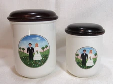 Villeroy Boch NAIF WEDDING One 4" Storage Jar One 3" Storage Jar with Lids GC