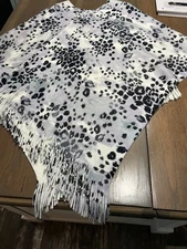 NWT Chico's Tasseled Leopard Print Lavender Poncho Shawl S/M
