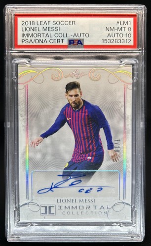 2018 Leaf Soccer Immortal Lionel Messi Auto Autograph Blue #/10 PSA 8 10