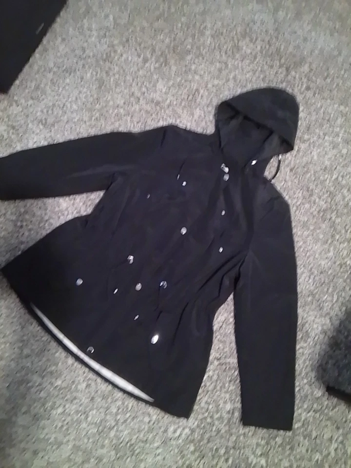 Charter Club Rain Jacket Women 1X Petite Black Water-Resistant Hooded Anorak - Image 4 of 4
