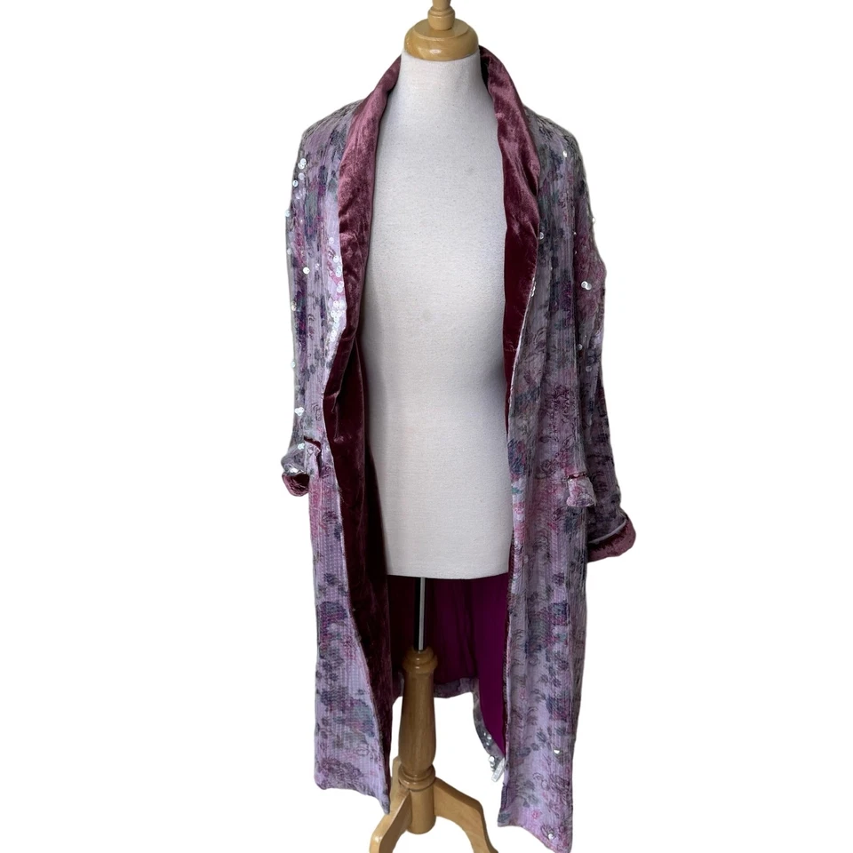 FREE PEOPLE Kealey блестки кардиган куртка бархат цветочный розовый размер XS - Изображение 3 из 4