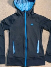 Adidas Climawarm Women's Full Zip Hoodie Jacket Navy/Blue Fleece Size Xtra Small
