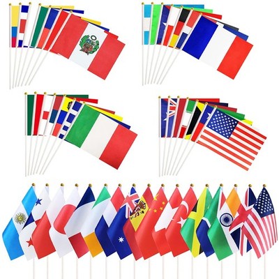 100 Countries International Flags of the World Mini Hand Held Flags Stick Nat...