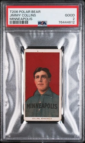 1909-11 T206 Polar Bear Jimmy Collins Minneapolis PSA 2 GD New Label