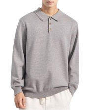 Men's Long Sleeve Polo Shirts Golf Work Shirts Sweaters Collared T Shirt Tops