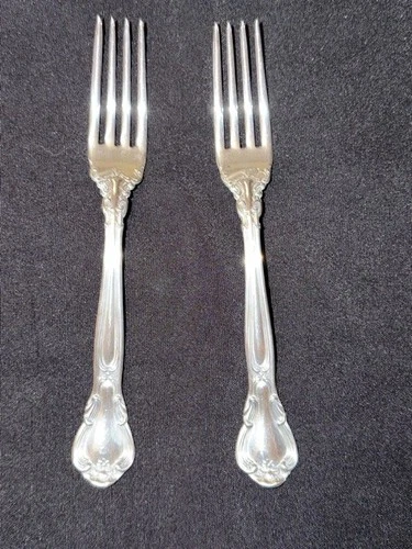 Gorham Chantilly Sterling Silver Dinner Forks – Set of 2 – No Monogram – Vintage