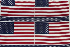 VTG Cotton Patriotic USA Flag 21"x17" Repeat Fabric 28