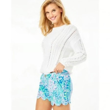 Lilly Pulitzer Buttercup Stretch Shorts In Full Bloom Scallop Preppy US 4 New
