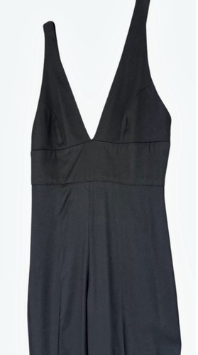 French Connection Sz-16 Black V-Neck Wide Leg Jumpsuit Virgin Wool Formal Wear - Picture 3 of 7