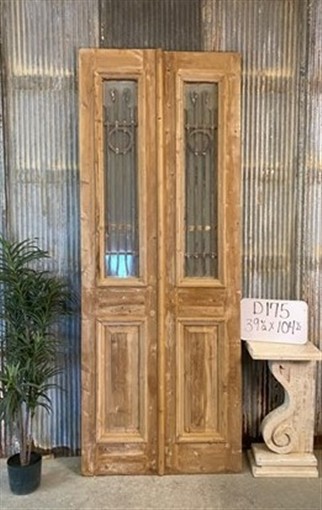 Antique French Double Doors (39.5x104.5) Iron Wood European Old World Door, D175