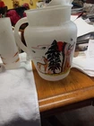 Vintage Frosted Glass  Pitcher & 10 Tumblers  By Acee Blue Eagle For Knox Oil Co