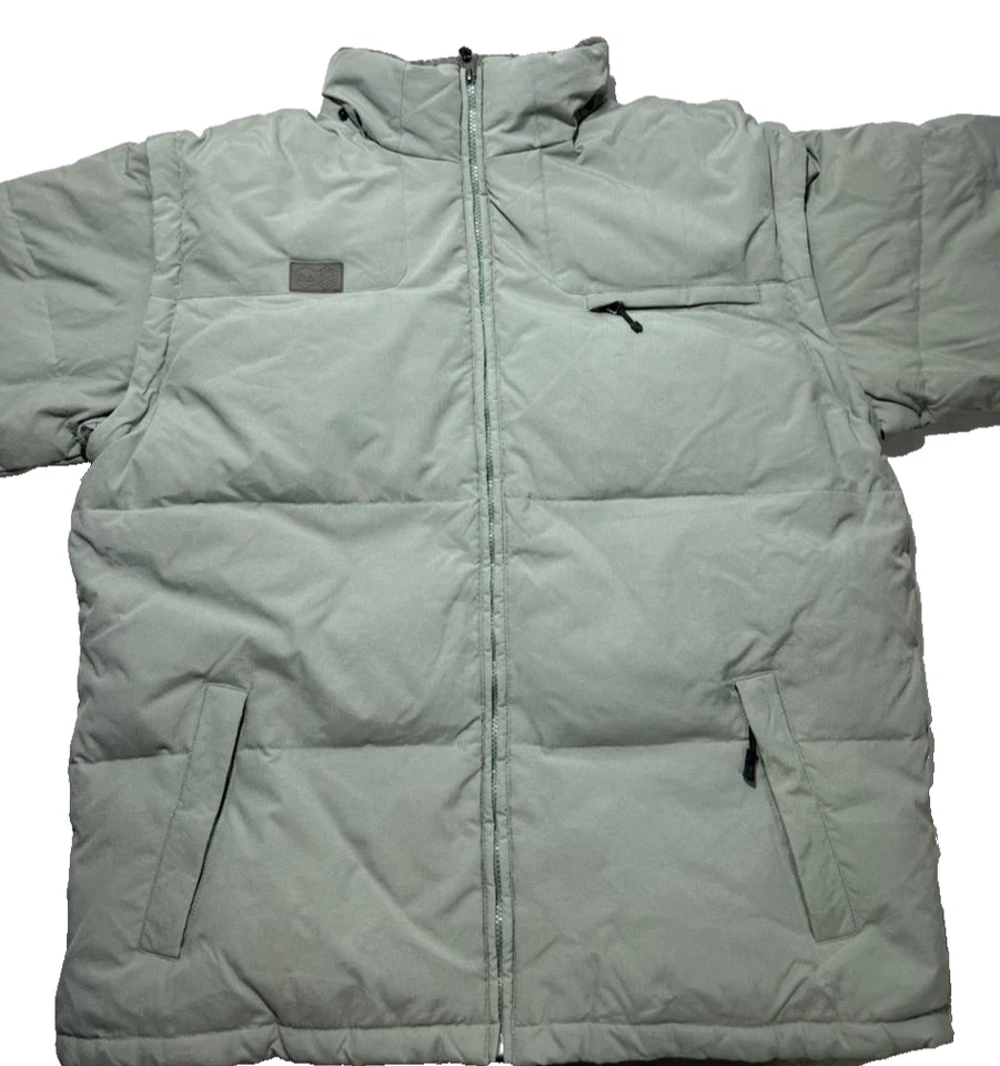 FILA MEN’S PUFFER JACKET XXL LIGHT GREEN PADDED WINTER COAT HIGH NECK ZIP POCKET - Image 4 of 4