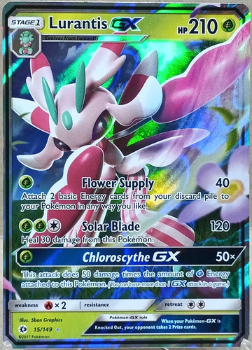 Pokemon Lurantis GX 15/149 Sun & Moon Base Set Ultra Rare Holo Card NM