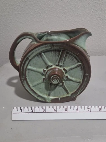 Vintage Frankoma Pottery Wagon Wheel Prairie Green Pitcher #94D - Excellent Cond