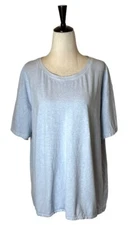 Wrap London Shirt Women 14 Blue Hemp And Organic Cotton Short Sleeve Jersey Tee