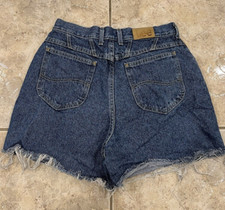 Vtg 90s Y2K Womens 14 LEE Denim 5" Frayed Cutoff Work Blue Shorts Workwear 29X5