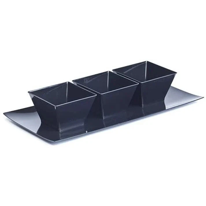 Lillian Tablesettings Condiment Small Dessert Serving Rectangle Black Bowls 8 oz - Image 2 of 3