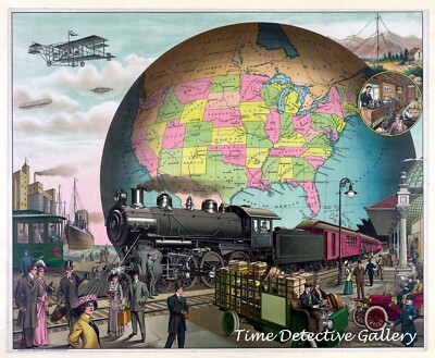 ''20th Century Transportation'' 1910 Lithograph - Poster in 4 Sizes