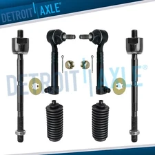 New 6pc Kit: Front Inner and Outer Tie Rod End Links + Boots for Toyota Camry