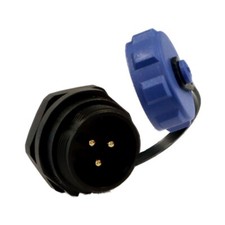 Image of Weipu SP2112/P3-1C - 3 Pin Male Panel Connector IP68 - 30A  - 21mm - Thread