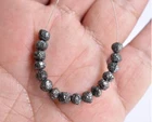 5-6mm Natural Black Diamond Rough Uncut Diamond Beads Loose Diamond Beads 5 Pcs