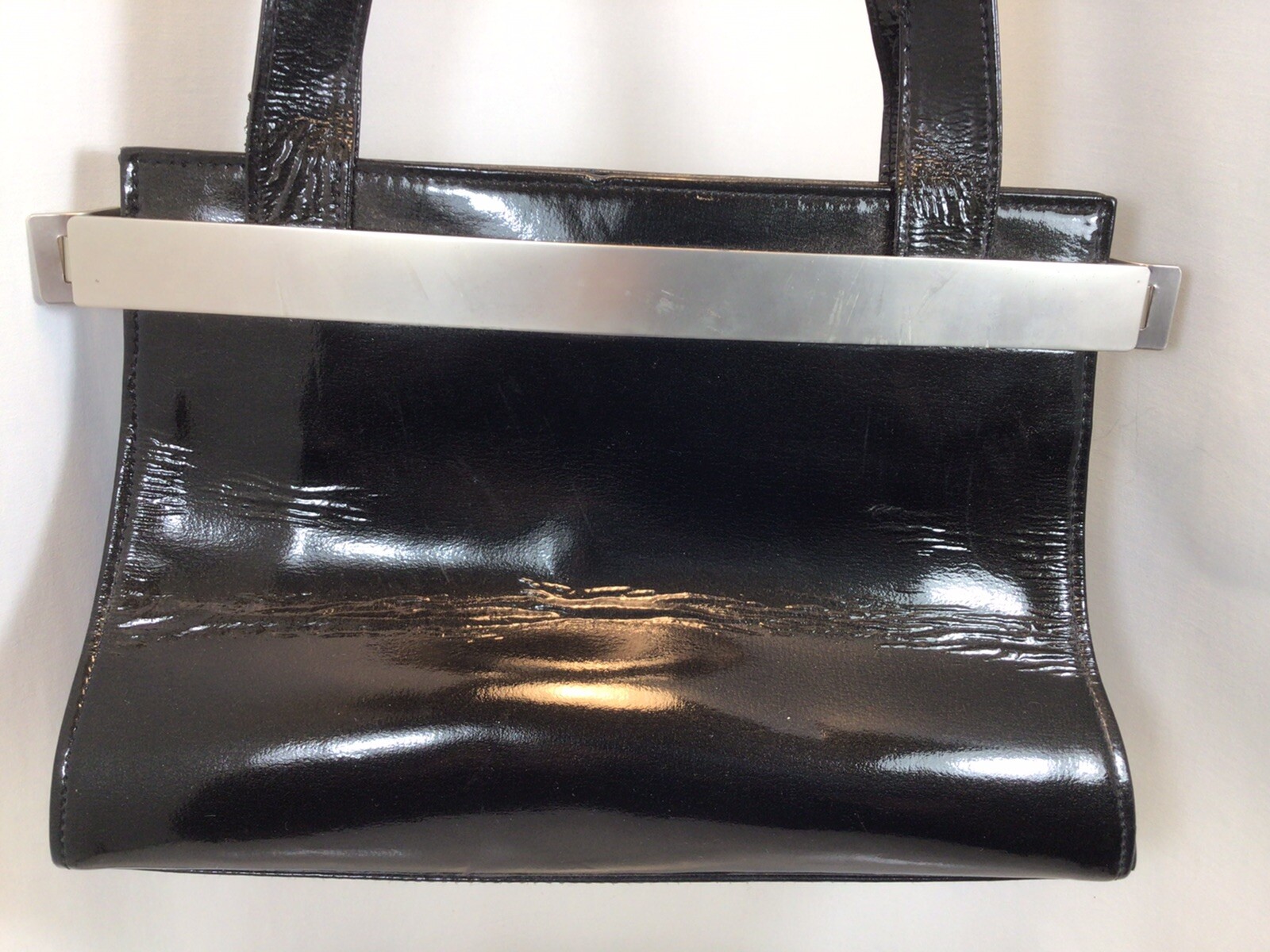 Vintage KARL LAGERFELD Black Patent Leather Bag Italy… Gem